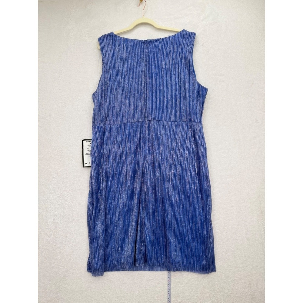 Connected Apparel Cocktail Dress Womens 8P New Blue Metallic Pleated TN287820L - Picture 4 of 9